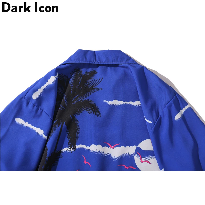Мужская рубашка с коротким рукавом Dark Icon Hawaian летняя уличная одежда принтом