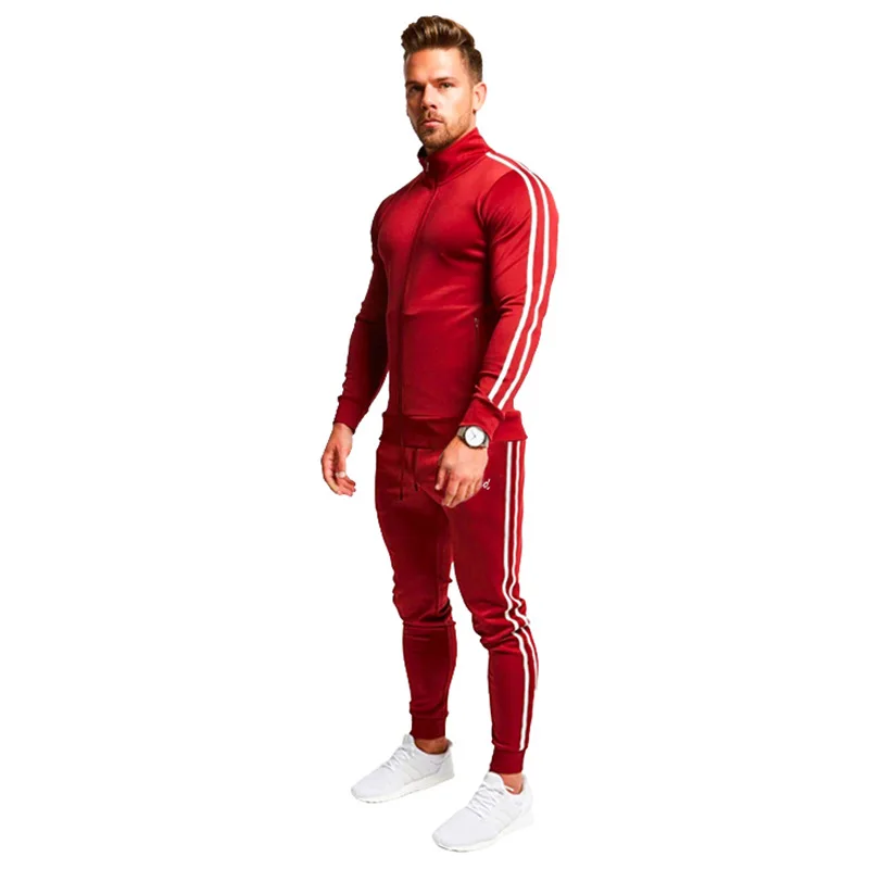 

Tracksuit Men Zipper Sweatshirt+Pants Sportswear Set Gradient Color Running Sweatshirts Set Fitness Bodybuilding Jogger Men Sets
