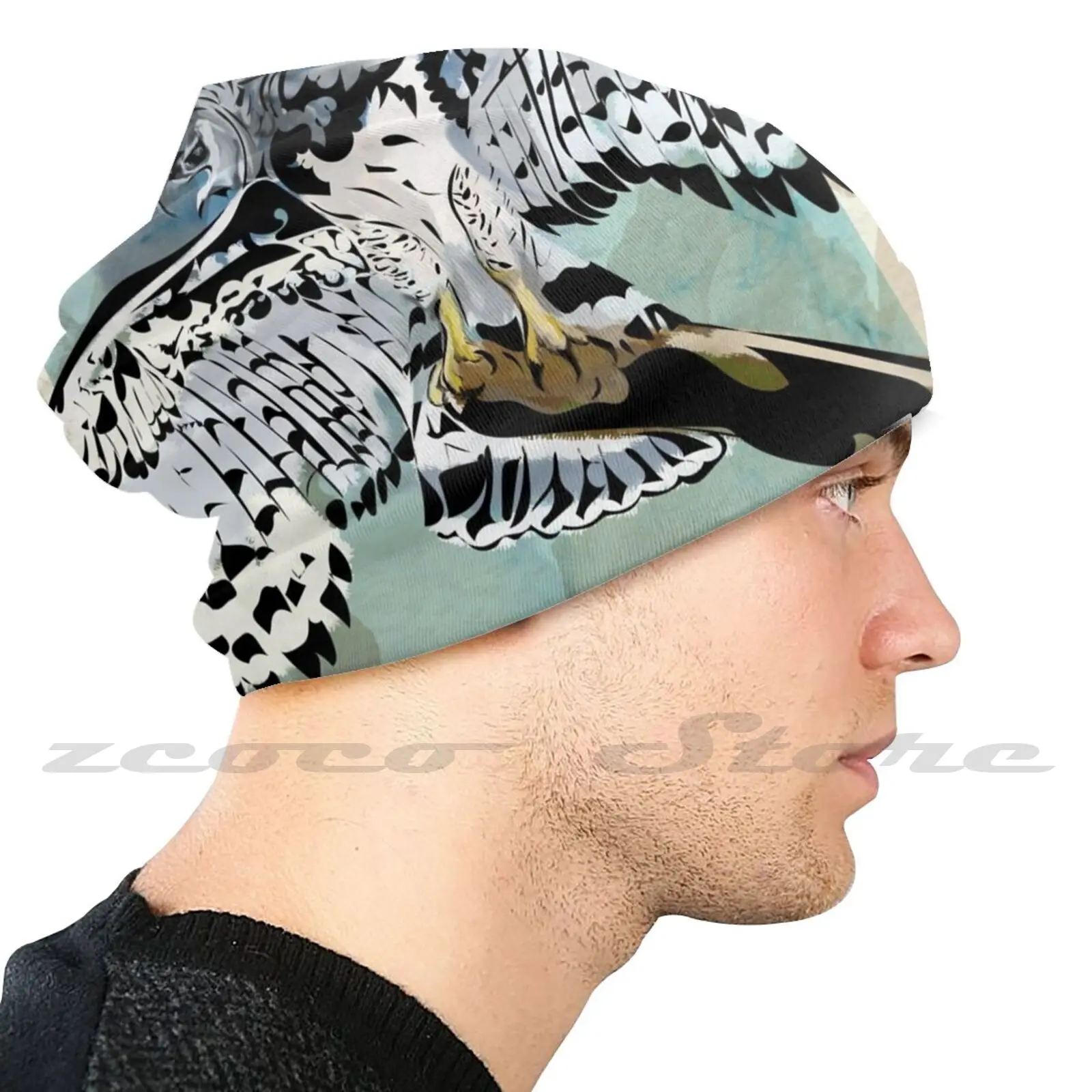 

Вязаная шапка Harpy Eagle, Кепка с углублением, мягкая эластичная шапка для занятий спортом на открытом воздухе, отдыха, акварельная шапка с узор...