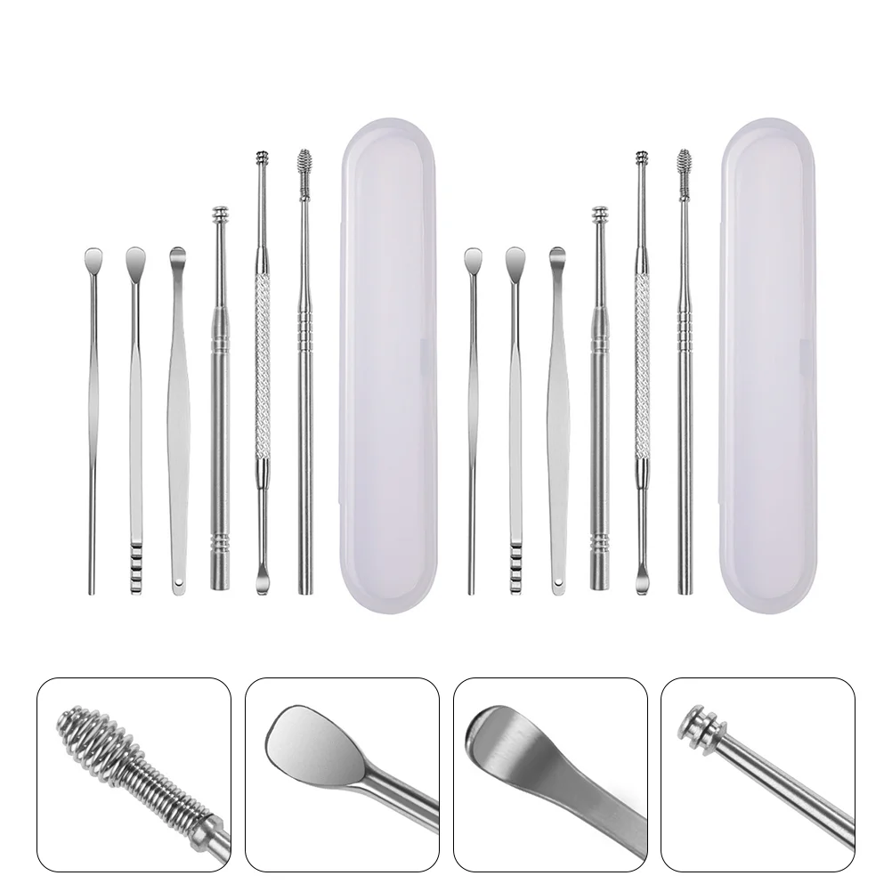 

2 Set Reusable Spiral Ear Picker Ear Spoon Kit Easy to Carry Ear Wax Remover