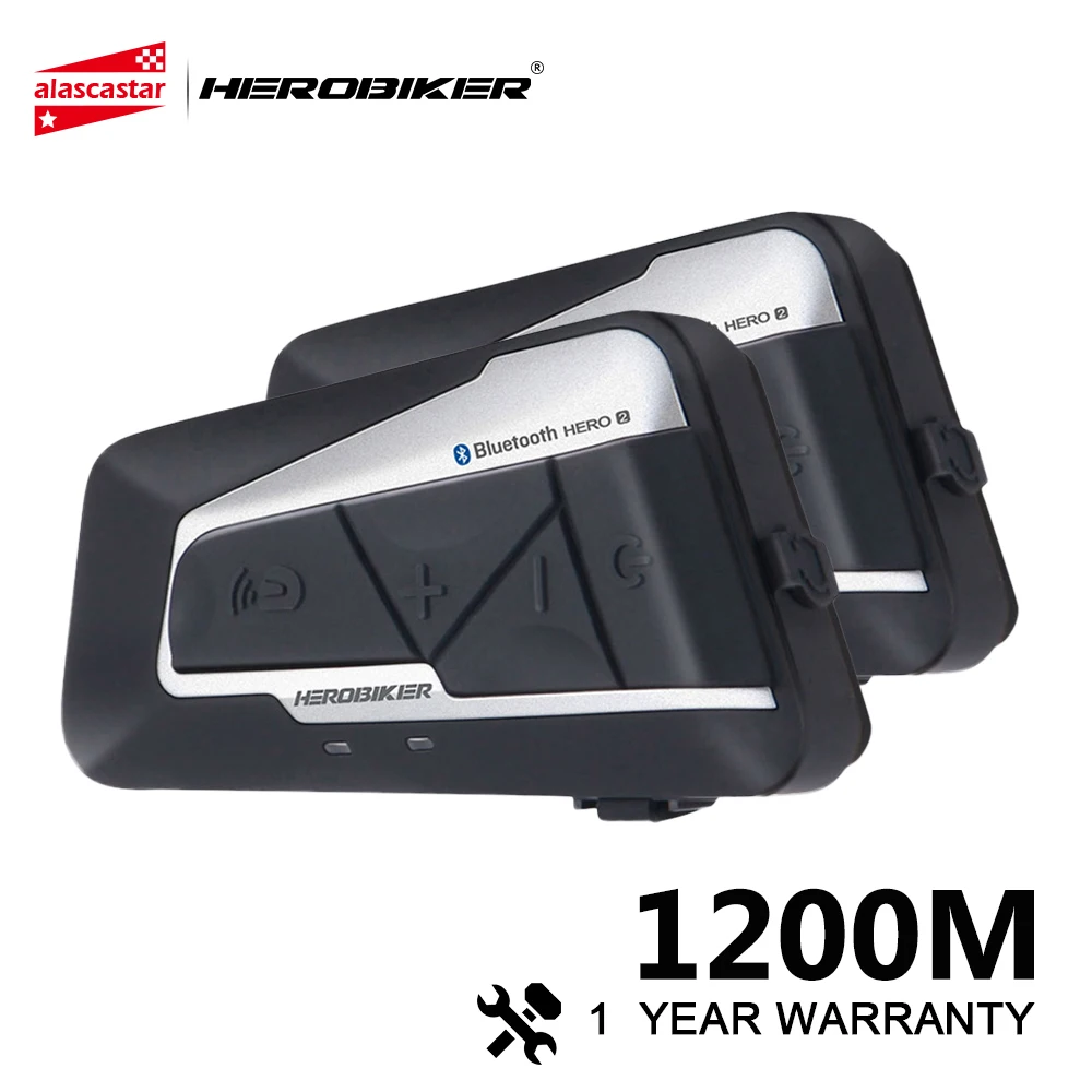 HEROBIKER мотоциклетный домофон Мото шлем водонепроницаемый беспроводной Bluetooth гарнитура мото гарнитура с fm-радио для 2 аттракционов 1200 м