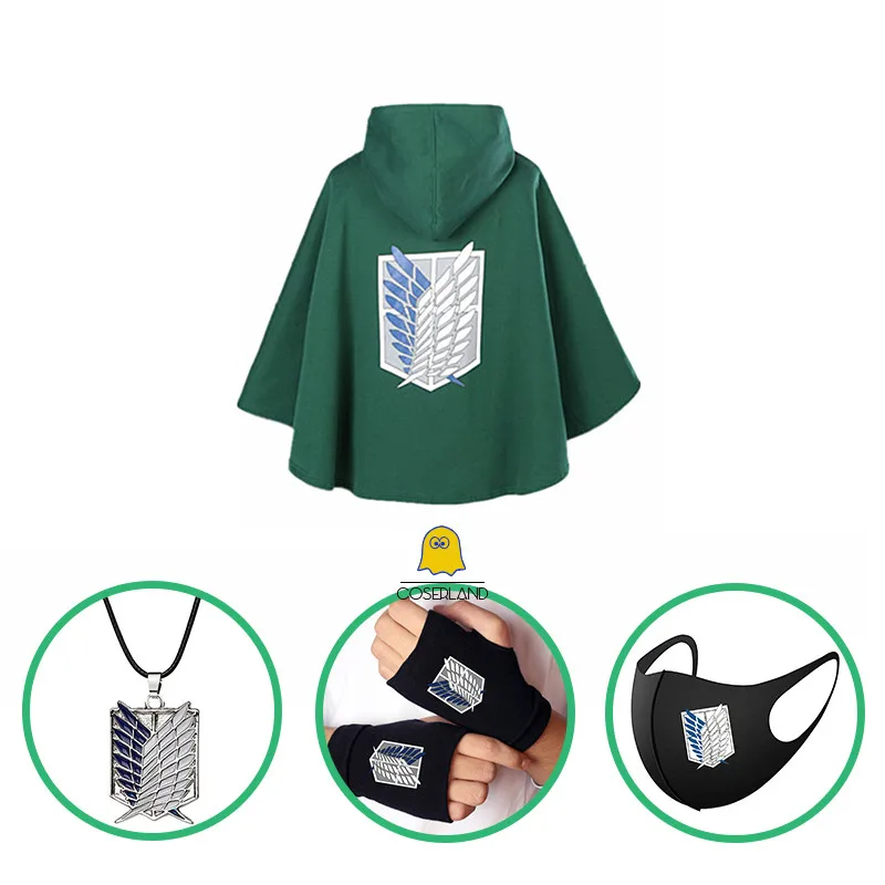 Плащ и перчатки из аниме атака на Титанов ожерелье с накидкой Леви Аккермана