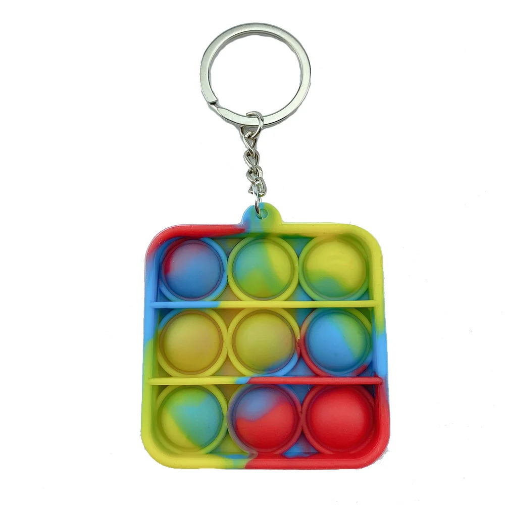 

20PCS Party Toy Gift Rectangular Camouflage Mini Pop it Keychain Adult Kids Relieves Stress Special Need Toys Keychain