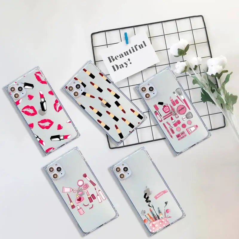 

Lipstick Make up tool Phone Case Transparent for iPhone 7 8 11 12 se 2020 mini pro X XS XR MAX Plus