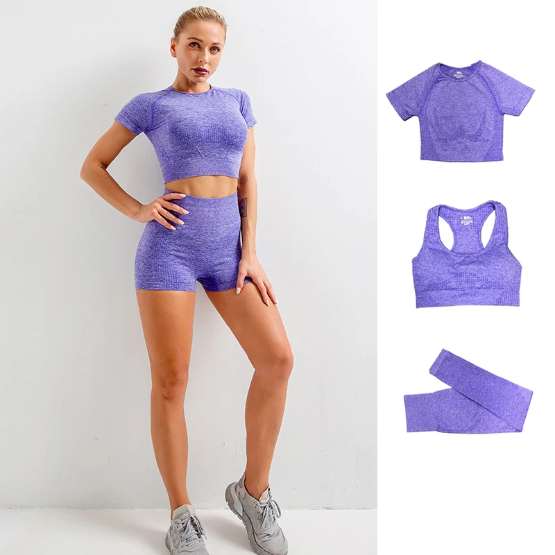 Бесшовный Женский спортивный костюм тренировочная одежда для спортзала