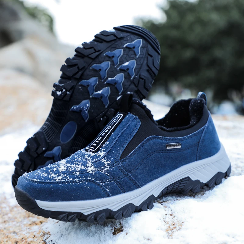 Мужские теплые туристические ботинки слипоны зимние для мужчин с мехом внутри
