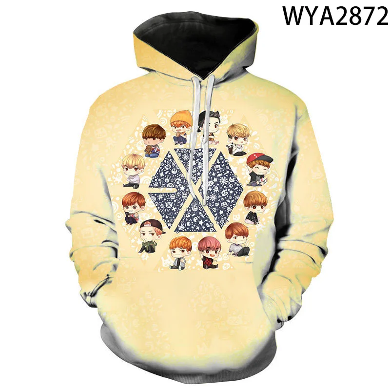 2020 новые модные повседневные толстовки для мальчиков и девочек с 3D-принтом EXO