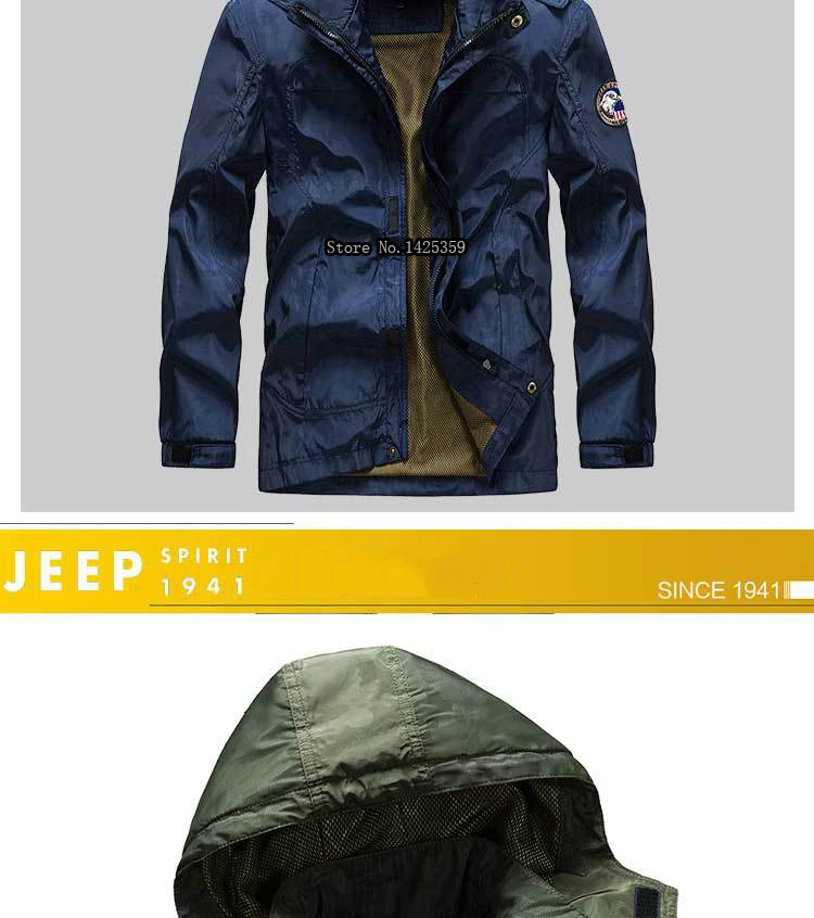 JEEP SPIRIT военная куртка мужская повседневная с капюшоном воротник сетчатая юбка пальто Мужская Плюс Размер M-4XL Верхняя одежда летняя куртка