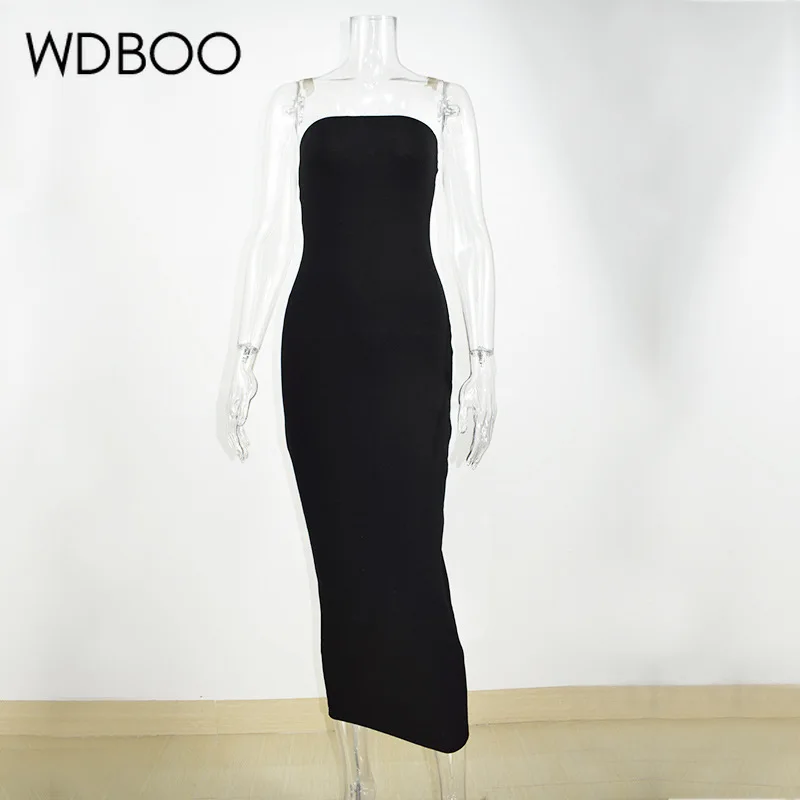 Женское вечернее платье без бретелек WDBOO однотонное Бандажное с открытыми