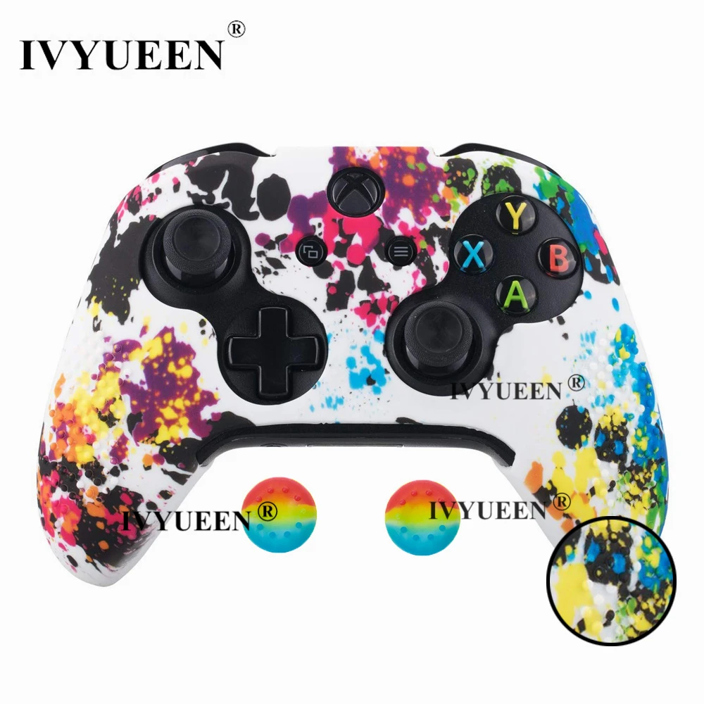 IVYUEEN, 15 цветов, силиконовый чехол для microsoft Xbox One X S, тонкий контроллер, защитный чехол с аналоговой ручкой для большого пальца - Цвет: Graffiti A