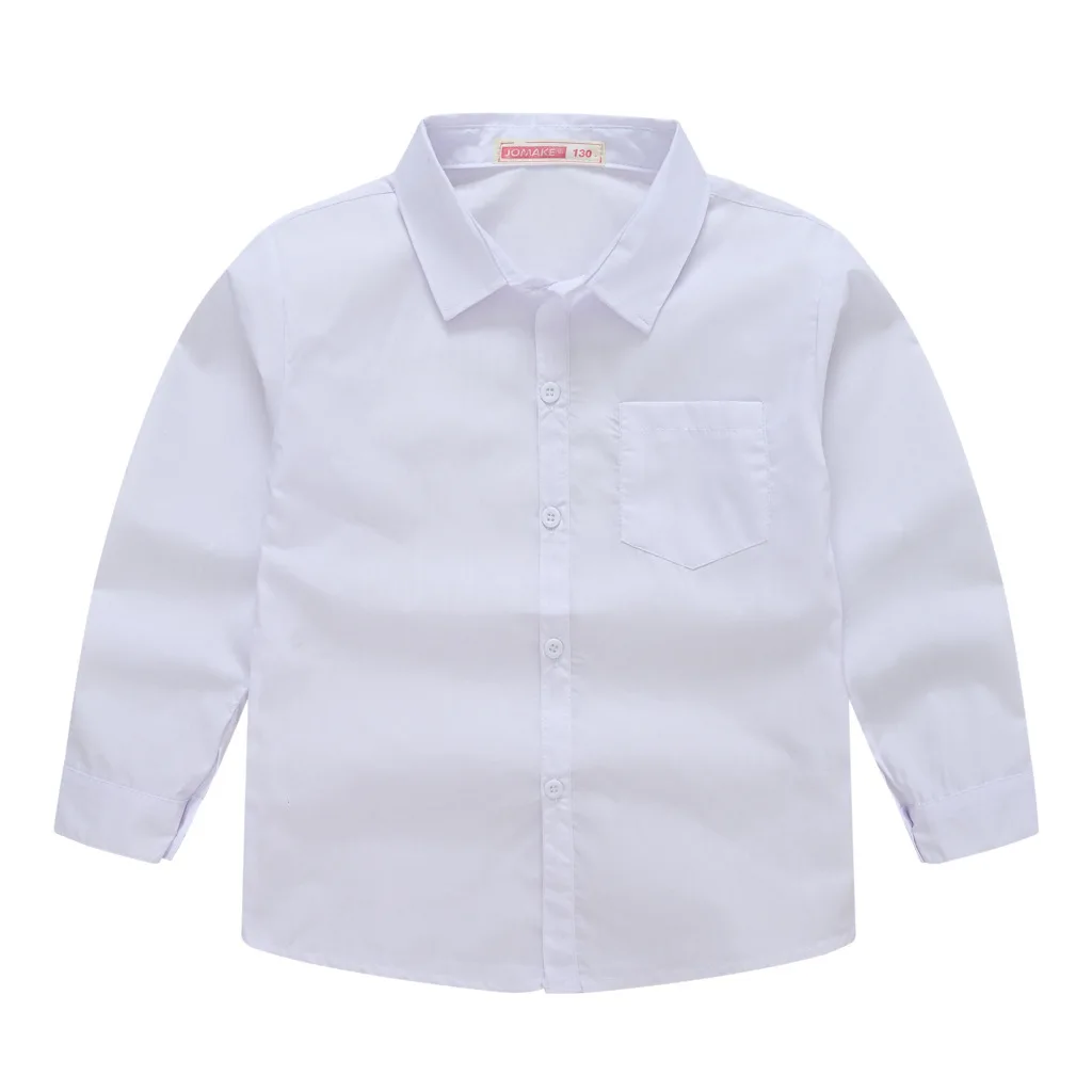 

BabyToddler Teenage Clothes School Uniform Boys Shirts Solid Color Long Sleeve Turn-down Collar Kids Shirt For Boys ChildrenTops