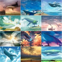 diamond painting whale animal landscape cross stitch home decoration painting sea white cloud mosaic picture wall art