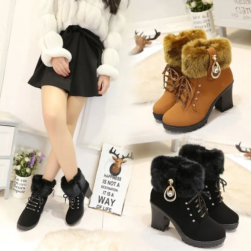 Стильные Новые женские зимние ботинки Martin на молнии стильные высоком каблуке