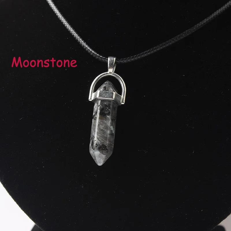 Ожерелья LanLi с шестиугольной колонкой подвески из натурального кристалла