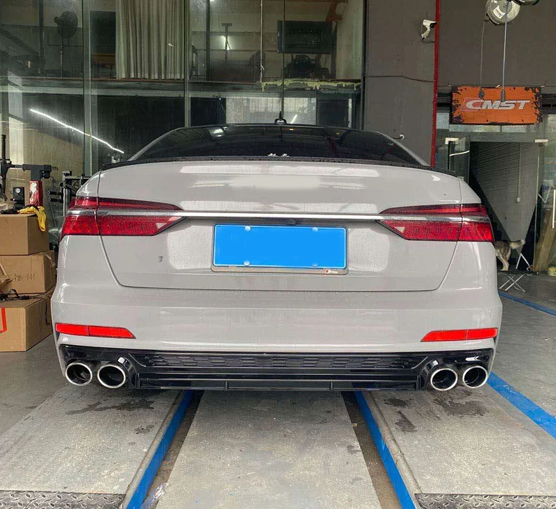 Для Audi A6 S6 Sline C8 2019 2020 2021 ABS задний бампер спойлер диффузор багажник с выхлопными