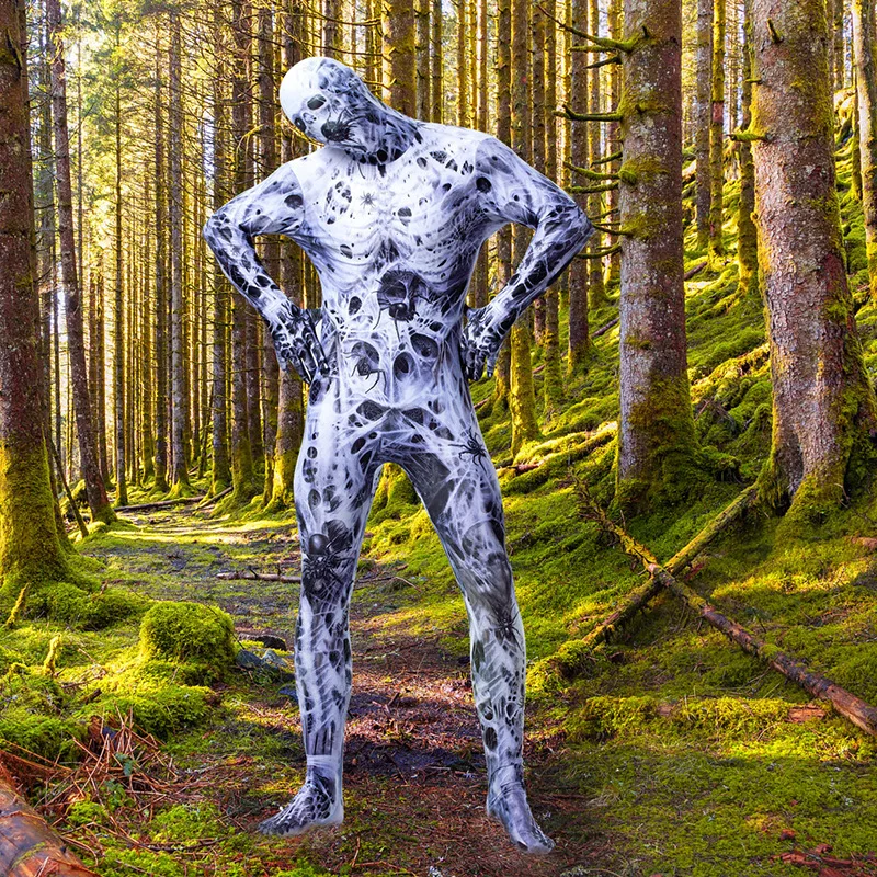 Взрослый Хэллоуин террор Призрак Череп Косплей Костюм ужасные зомби зентай