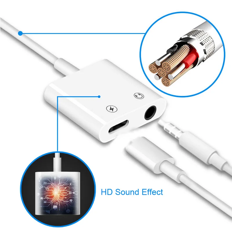 Для Lightning/3,5 мм разъем аудио преобразователь для наушников 2 в 1 Bluetooth адаптер для наушников зарядный разветвитель Aux кабель для iPhone 7 8
