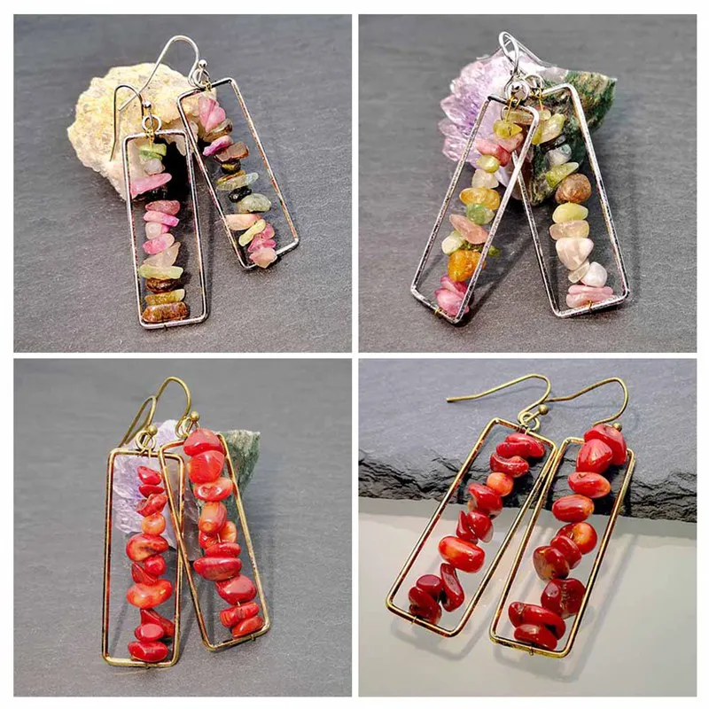 Преувеличенные винтажные натуральный камень цветные серьги с камнями-древнее серебро смешанный цвет/гранатовый красный юбилей подарки