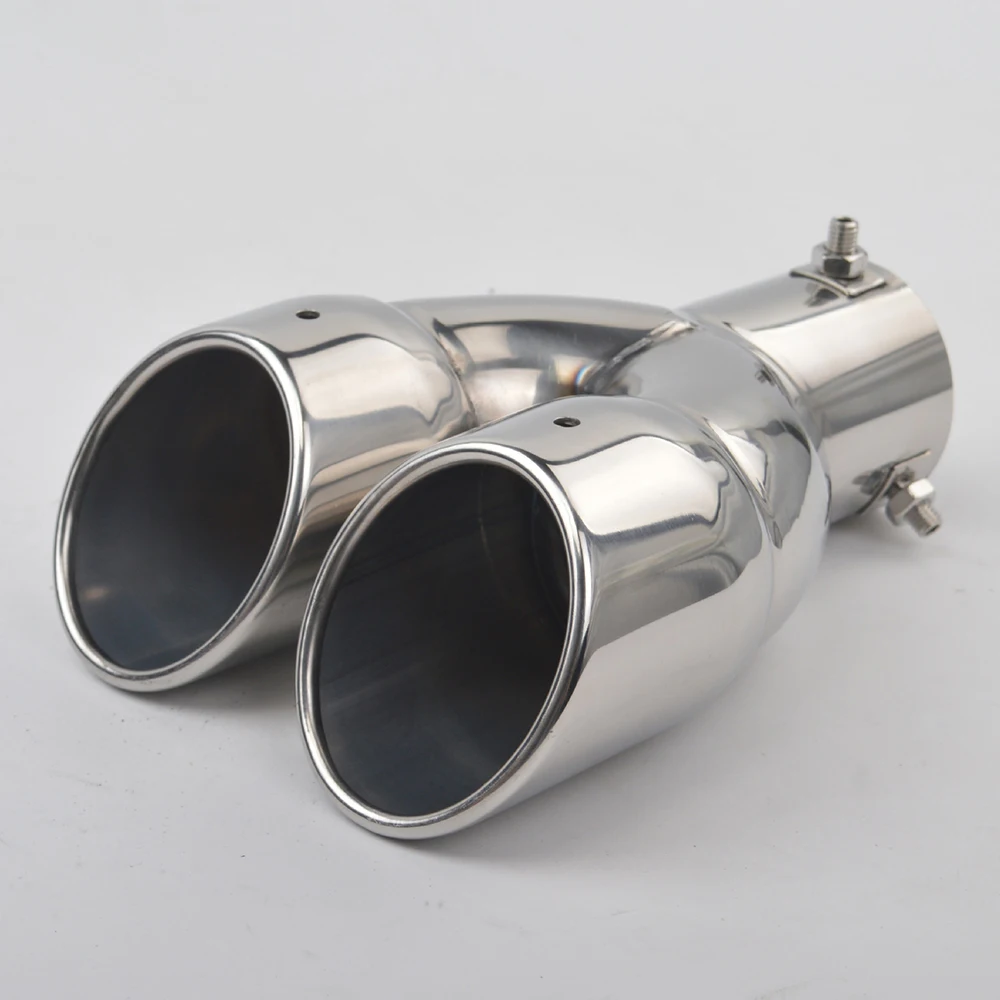 

Universal 63mm Car Muffler Exhaust Pipe Tail Muffler Tip Pipe Dual Outlet Exhaust Muffler Tip End Tail Pipe Stainless Steel