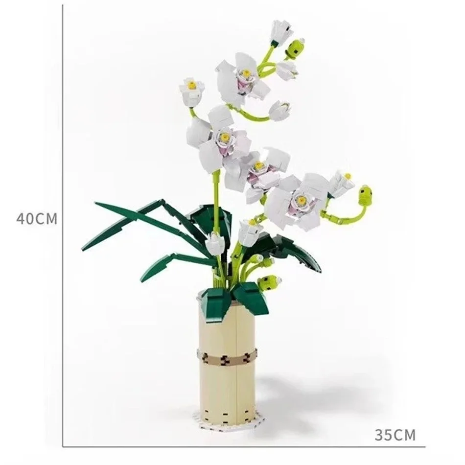 

588pcs Phalaenopsis Blume Potted Plants MOC Bouquet Flowers Building Blocks Creator Bricks Home Furnishings Toys For Kids Adult