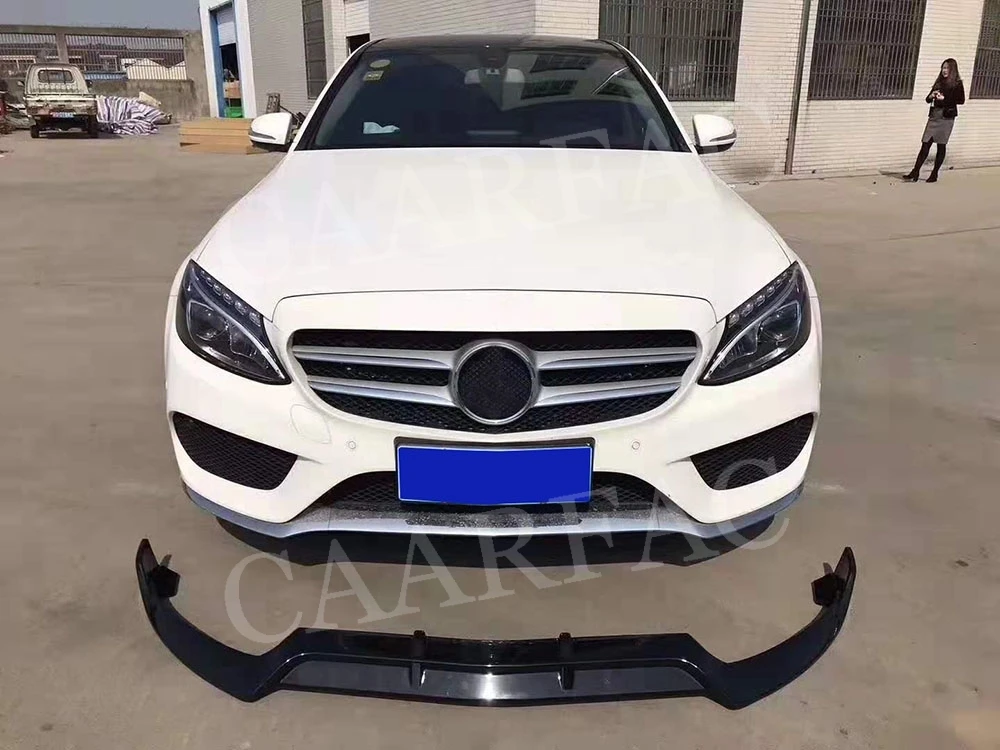 C Класс углеродного волокна/ABS передний бампер спойлер для Mercedes Benz W205 C43 AMG C200 C300 не