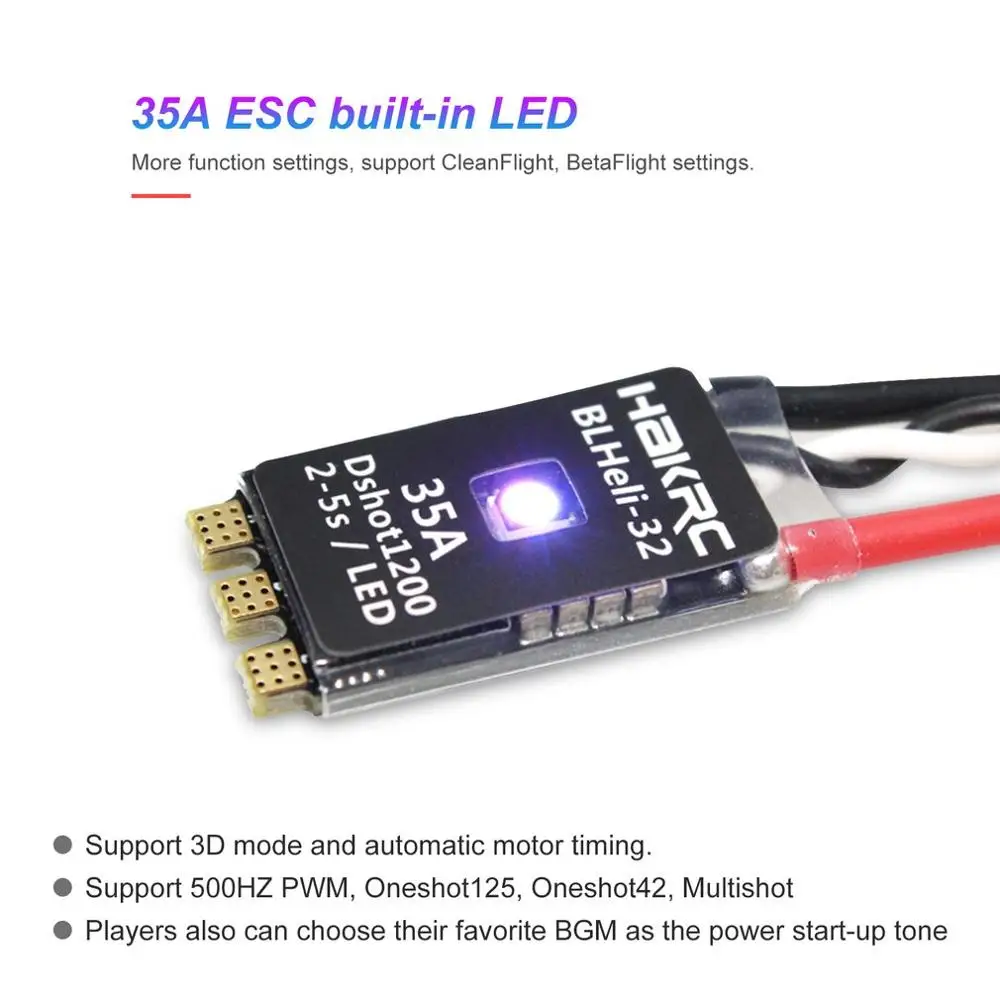 Haprc BLHeli_32 Bit 35A 2 5S ESC встроенный СВЕТОДИОДНЫЙ модуль Dshot1200 Multishot для FPV RC Drone|Детали и