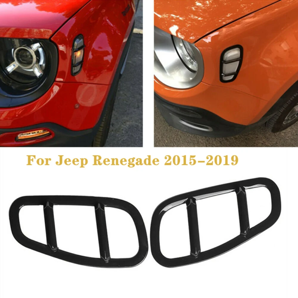 Защитные боковые крышки лампы наклейка отделка для Jeep Renegade 2015 2019 черная. Стайлинг