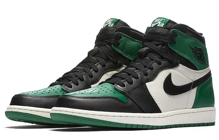 

Autntico original do ar aj 1 das mulheres dos homens sapatos de basquete unisex calados ao ar livre alta pinho verde