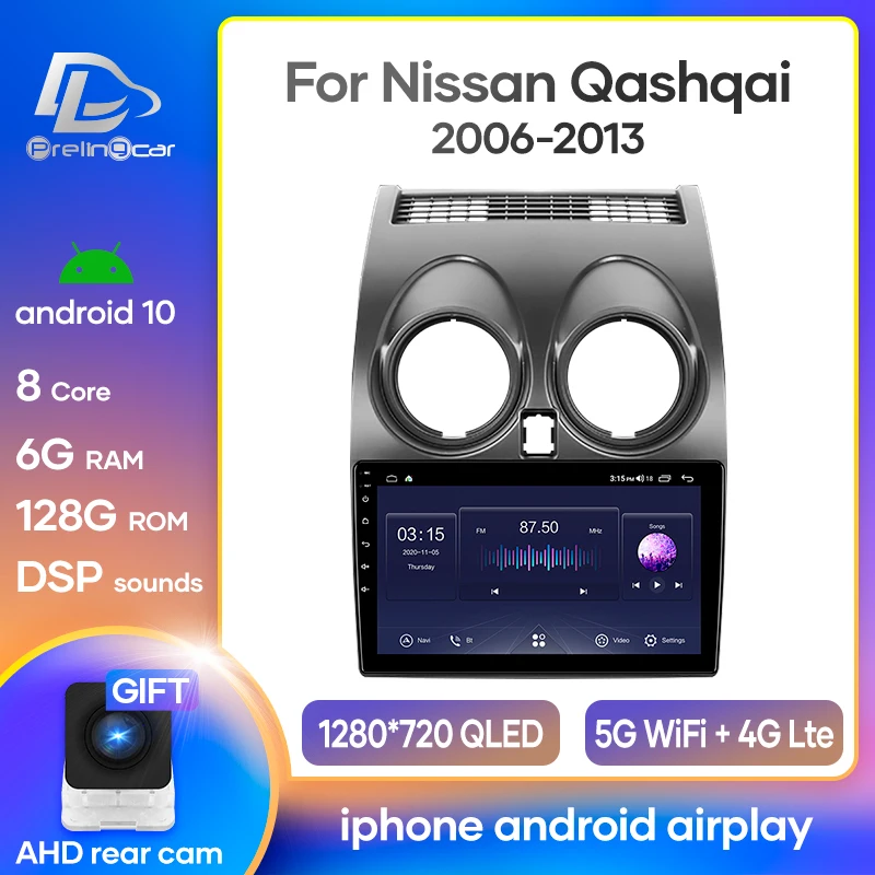 Prelingcar For Nissan Qashqai J10 Андроид 10 автомагнитола нет магнитола 2 din DVD для Ниссан Кашкай