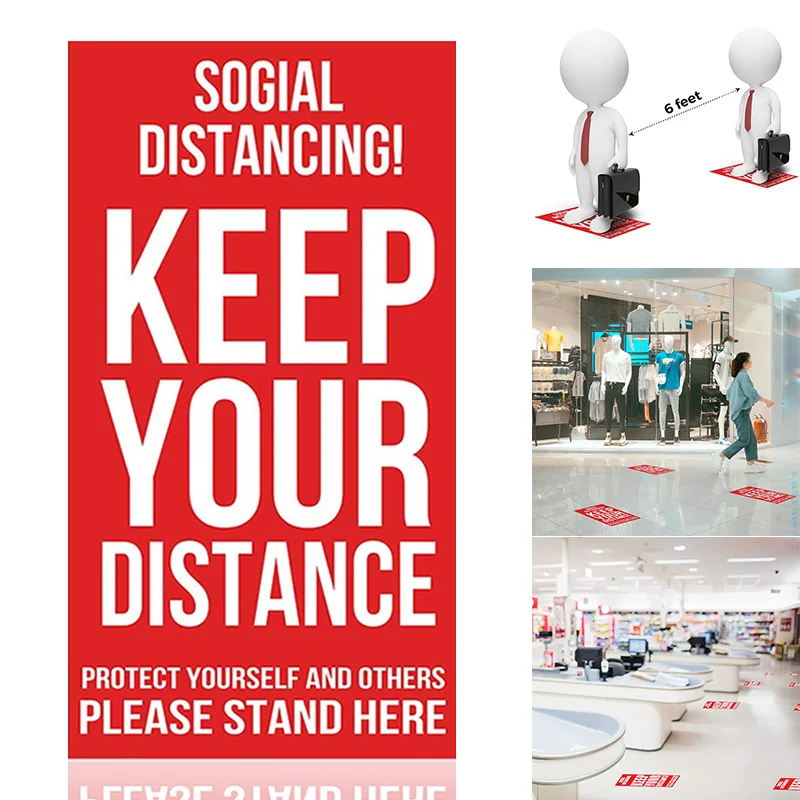 

Safety Warning Sticker Keep Your Distance Caution Decal for Public Occassion Market Mall DJA99