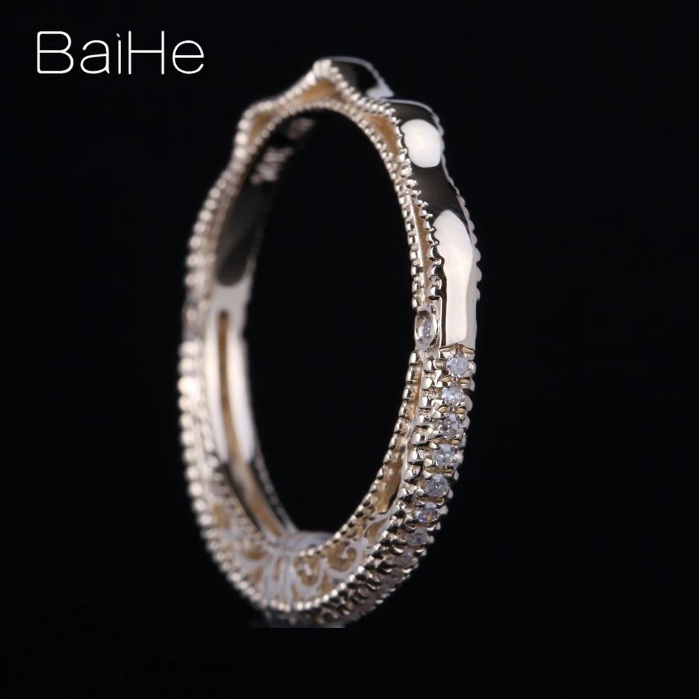 BAIHE однотонное 14K желтое золото 0.2CT H/SI круглый натуральный бриллиант свадебный