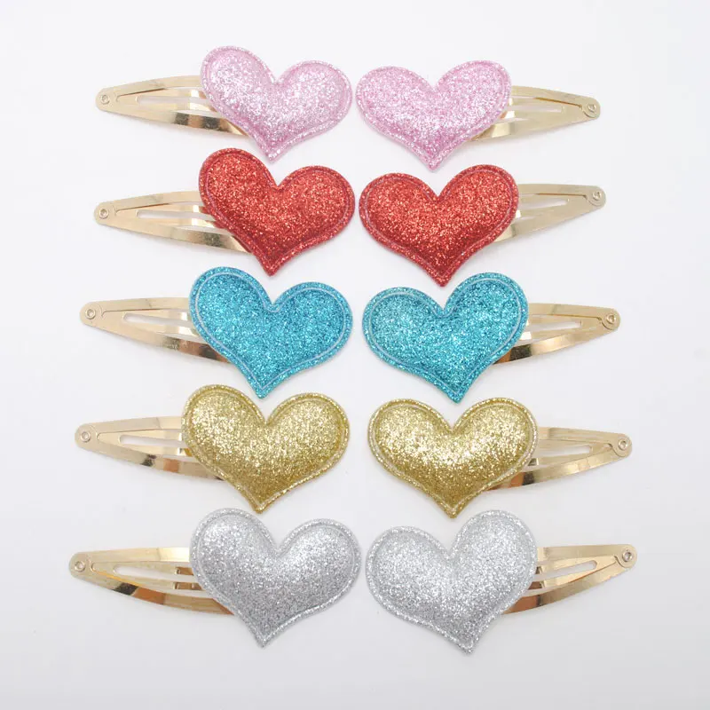Mix Hairclips 10 шт./лот, маленький размер, заколки для девочек, блестящее сердце, подарок на день рождения, аксессуары для маленьких девочек, детский зажим для волос для детей - Цвет: Mix Hairclips