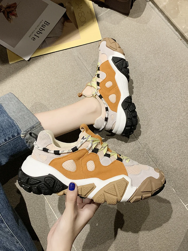 

Women Shoes Autumn White Shoes Sneakers Women Fashion 2019 Brand Retro Platform Shoes Ladies Footwear Breathable Mesh Sneakers