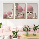 Скандинавский розовый мечети минималистское полотно стены здания картинки для современных Гостиная украшения плакат и принты