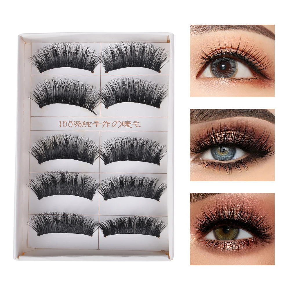 5 пар натуральный Набор накладных ресниц накладные ресницы 3D норковые волосы