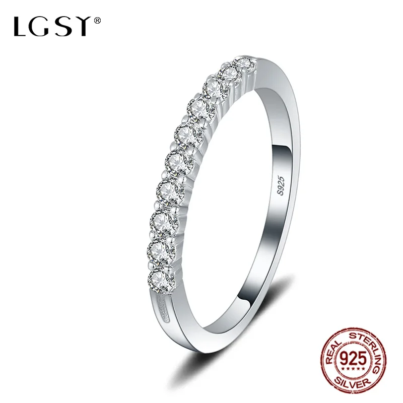 

LGSY 100% 925 Sterling Silver Rings Sapphire Fine Jewelry Round Rings Female Finger Rings Wholesale Blue Crystal Jewelry DR1084