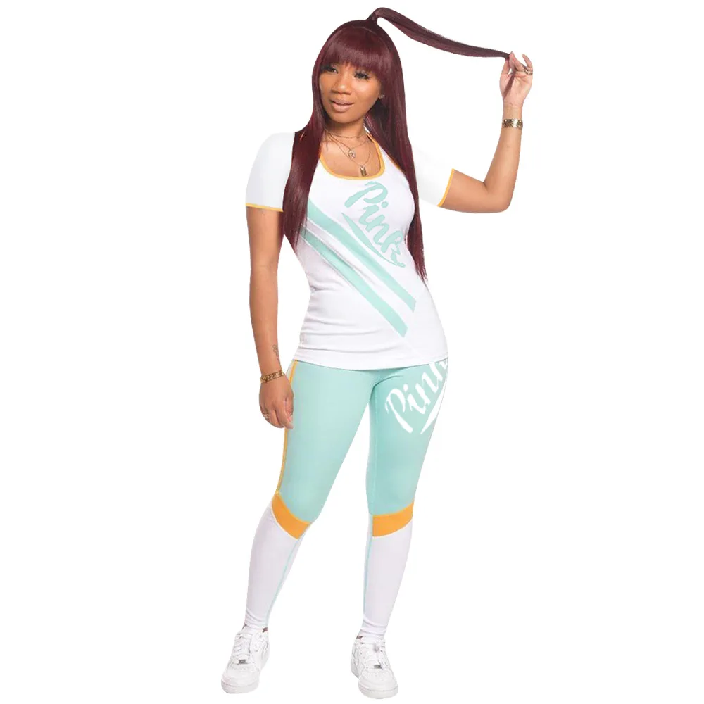 

Letter Pink 2021 Hot Sale New Design style Women Casual Clothing Sweatwear Sweet Sexy Fashion Soft Good Fabric cool soft P1003