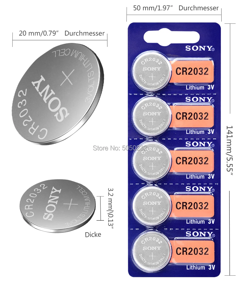 sony 500pc original cr2032 DL2032 ECR2032 5004LC KCR2032 BR2032 3v button battery coin car toy cell | Электроника