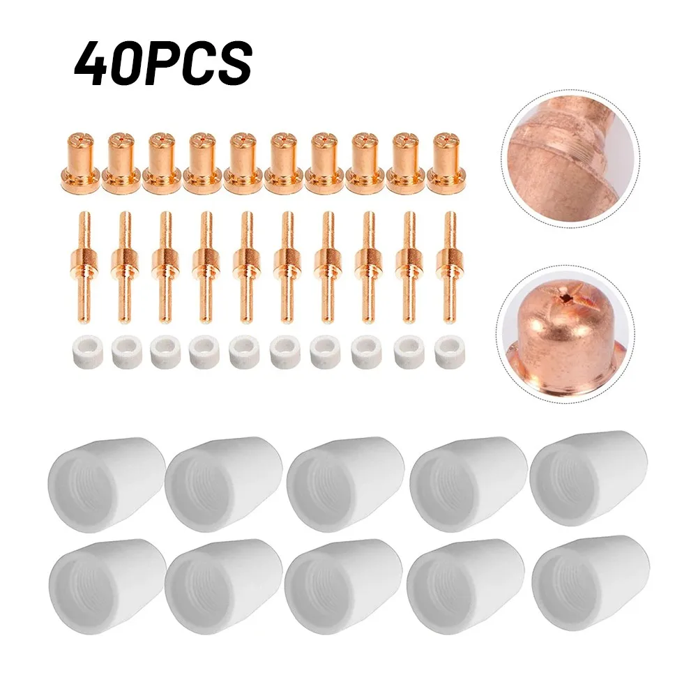 

40pcs Air Plasma Cutter Consumables Extend Fit For PT-31 LG-40 Torch CUT-40 50 Manufacturing Metal Processing Welding Equipment