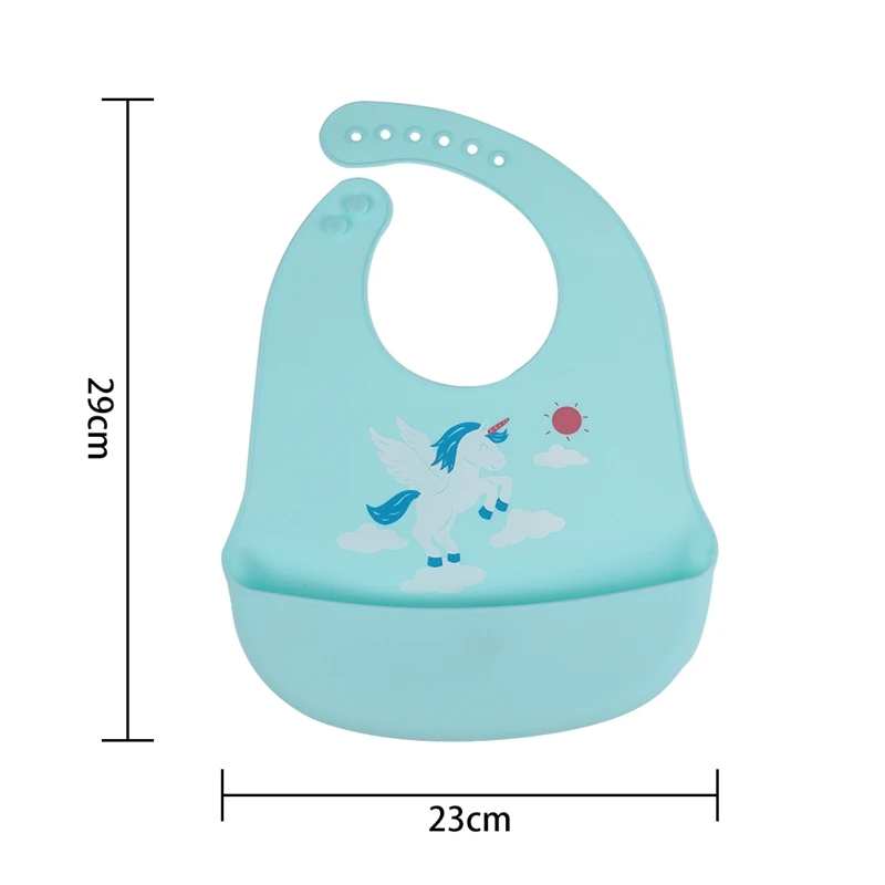 

2PCS Silicone Baby Bibs Easy Wipe Clean Comfortable Soft Waterproof Feeding Bibs Keeps Stains Off Cartoon Unisex