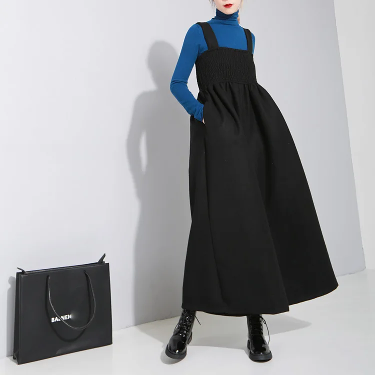 

Женский свободный комбинезон на бретельках, комбинезон в литературном ретро-стиле со складками и широкими штанинами, 2 цвета, весна-лето 2021