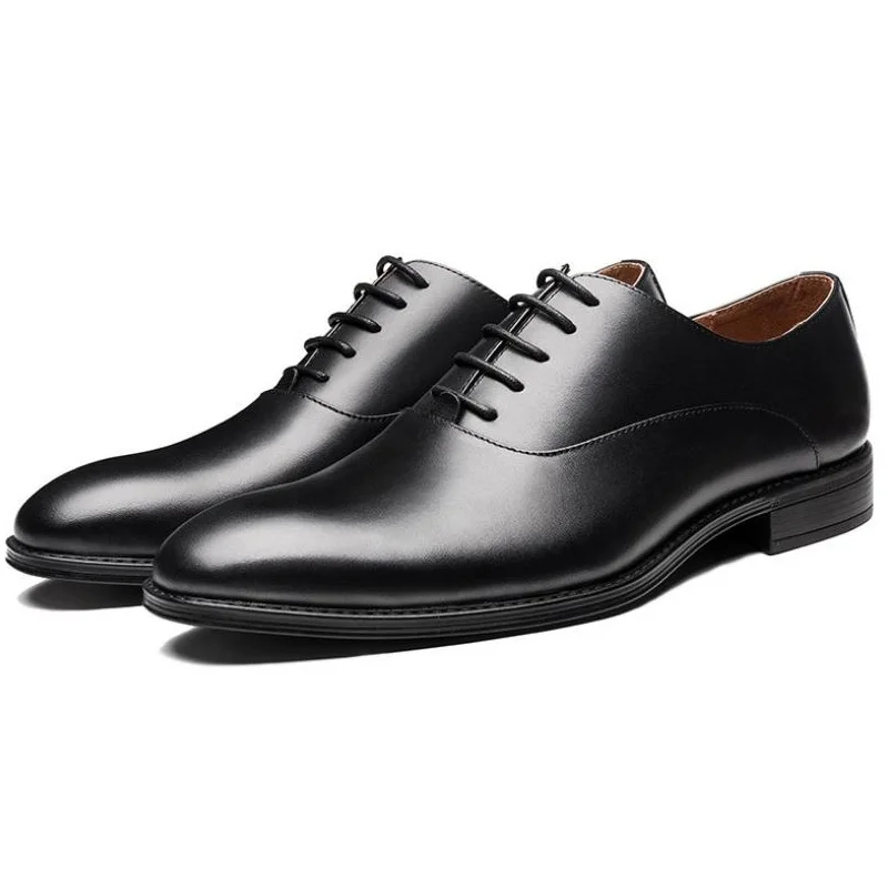 

Quality Genuine Leather Oxford Men Shoes Black Wedding Shoes Retro Brown Business Dress Shoes Round Toe Lace-Up Big Yards Shoes