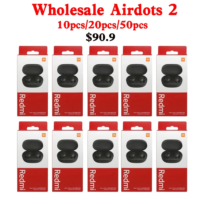 

10/20/50Pcs Original Xiaomi Redmi Airdots 2 Earbuds Wireless Earphone Bluetooth AI Control Gaming Headset With Mic Wholesale