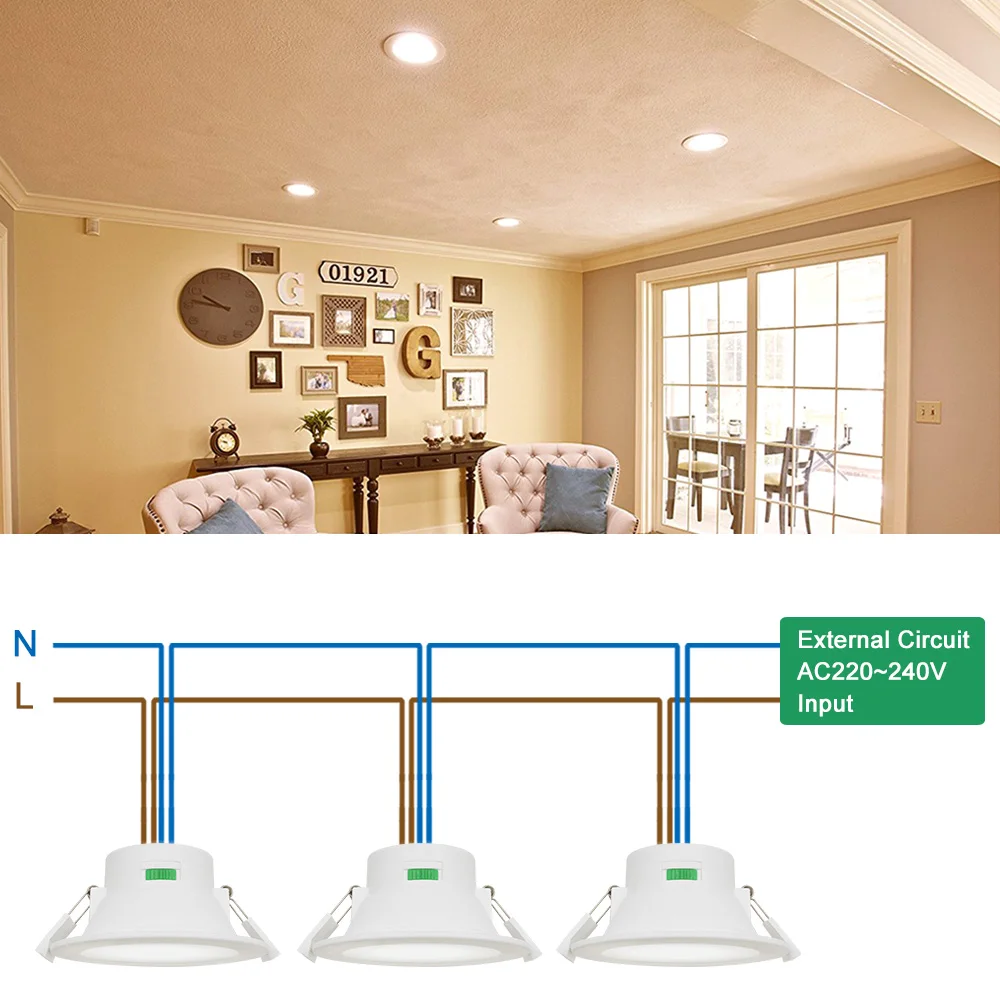 10 Вт Светодиодная Встраиваемая потолочная лампа с регулируемой яркостью Теплый