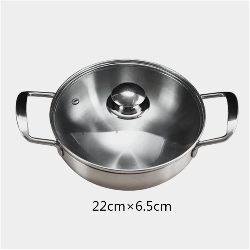 22cm with lid 18 см/20 см/22 см нержавеющая сталь Hotpot плоское дно кастрюля для приготовления пищи горшок для Раков морепродуктов кухонный кастрюля для индукционной плиты - Цвет: 22cm with lid