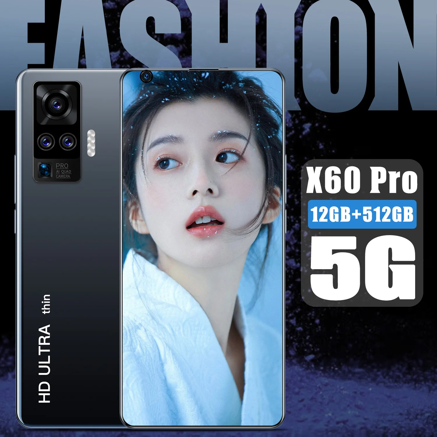 

2021 Hot Sale Galxy X60 Pro Smartphone 7.5 Inch 10 Core 21+48MP Cellphone MTK5799 Android 10.0 Mobilephone 5600mAh Large Battery