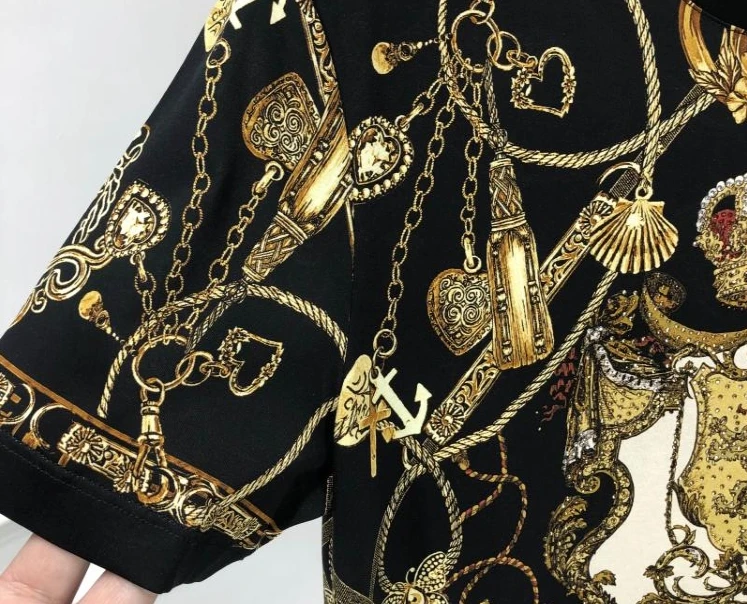 

20ss new fashion famous brand diamond lion crown print for men cotton tee