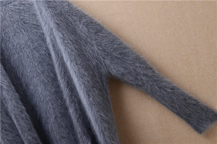 Женский кардиган из шерсти Ангорского Кролика теплый вязаный свитер норки