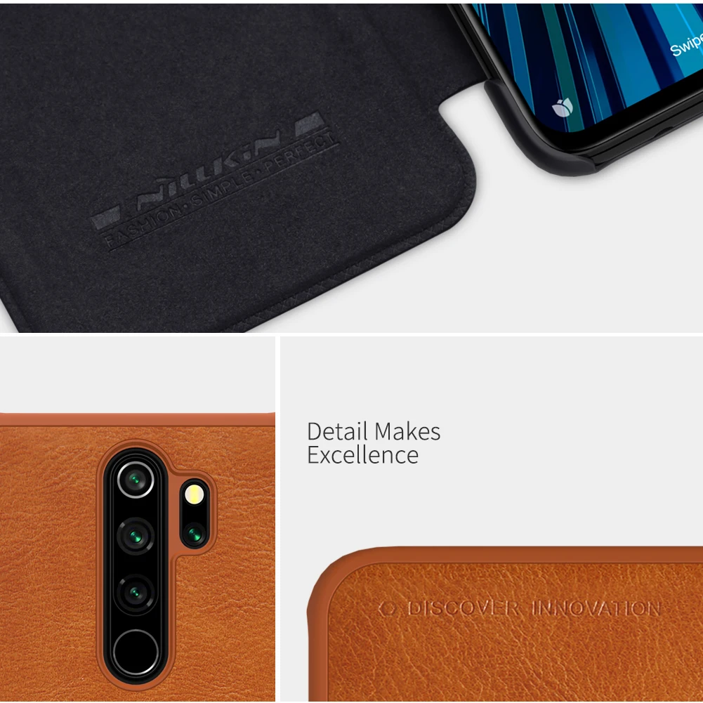 Чехол для Xiaomi Redmi Note 8 Pro чехол Nillkin Qin из натуральной кожи винтажный откидной с