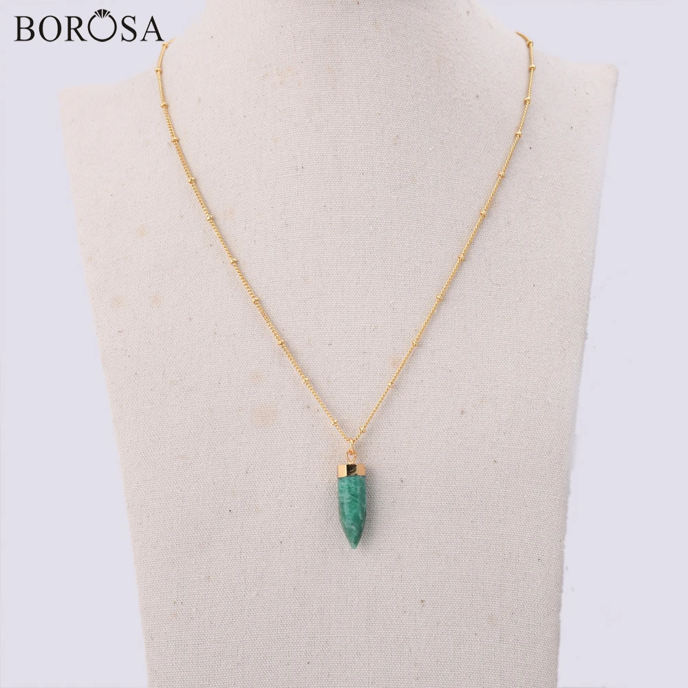 

17inch Pencil Shape Natural Amazonite Pendant Necklace Bullet Shape Natural Stone Pendant Faceted Necklace for Women HD0346